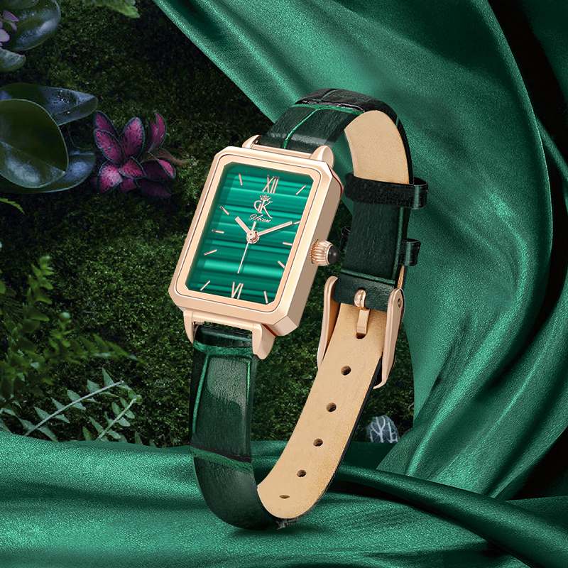 DK女士手表个性定制免费刻字写贺卡38女神节礼物送妈妈送女友送老婆 绿表-绿色小牛皮