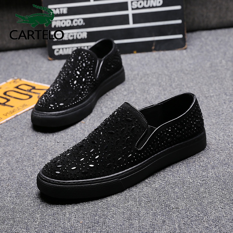 卡帝乐鳄鱼(cartelo)品牌乐福鞋男士潮鞋铆钉鞋男潮一脚蹬懒人鞋个性