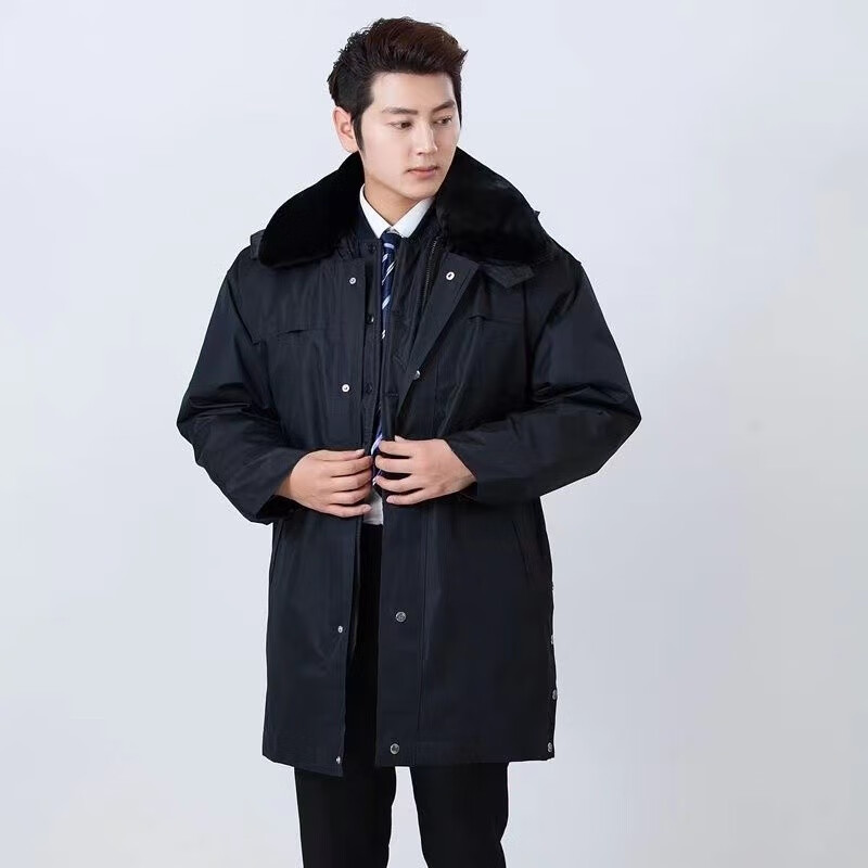 戌卫 保安大衣男警黑多功能执勤加厚防寒服棉大衣冬季保安服保暖防风