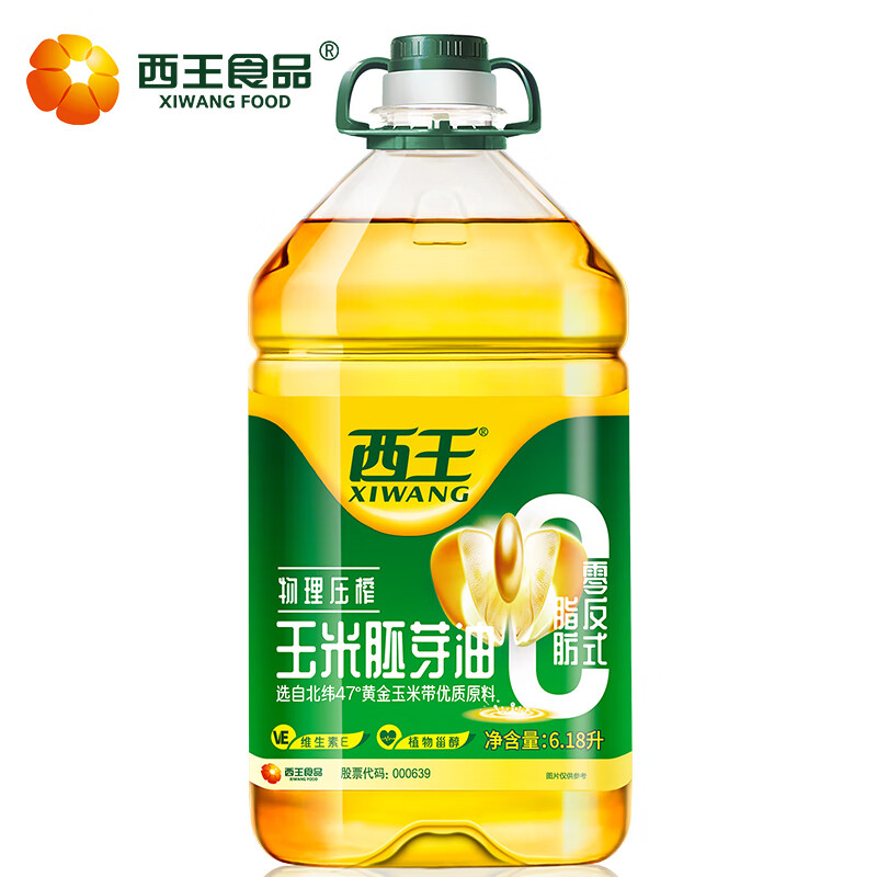 京东百亿补贴:西王 食用油 玉米胚芽油6.18l