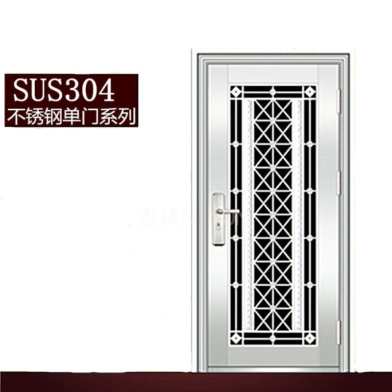 双开门不锈钢防盗门大门农村不绣钢进户门玻璃门沾运 全304 门面0