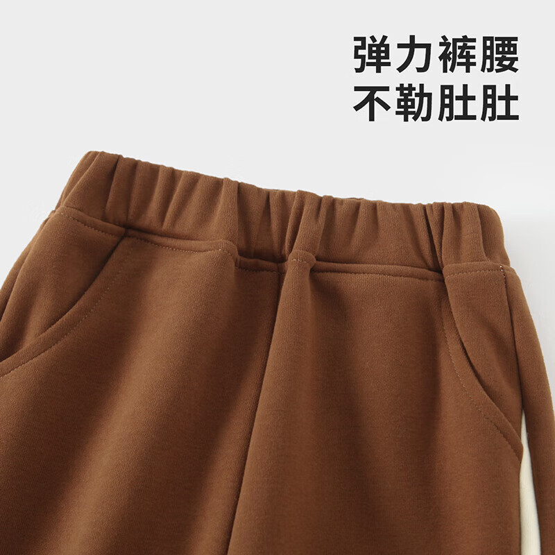 迷你木木屋儿童卫衣套装春秋男童女童开衫外套运动裤套装中大童休闲两件套 咖啡 110 推荐身高99-108cm