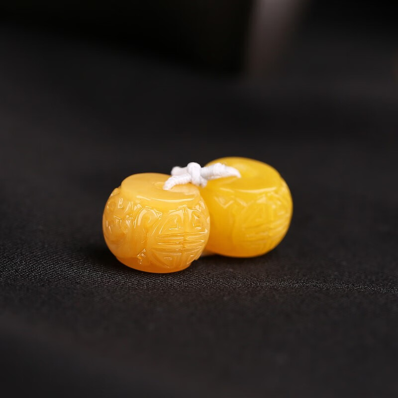 今传福蜜蜡散珠单颗桶珠苹果珠苏工雕刻云纹手串男女配饰链单珠配珠