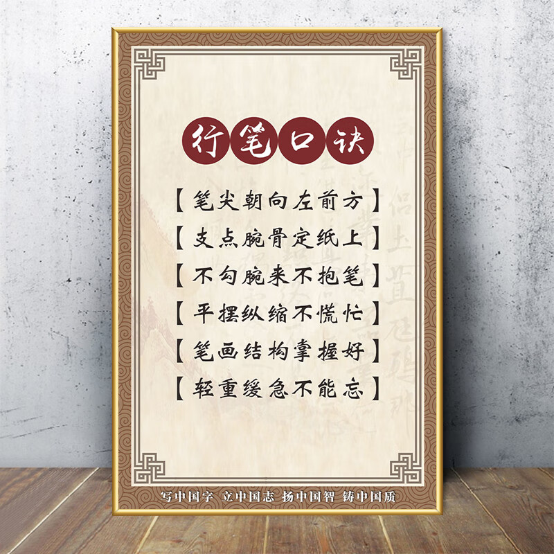 挂图 硬笔书法培训班墙面装饰挂画教室布置挂图海报少儿 01-行书口诀