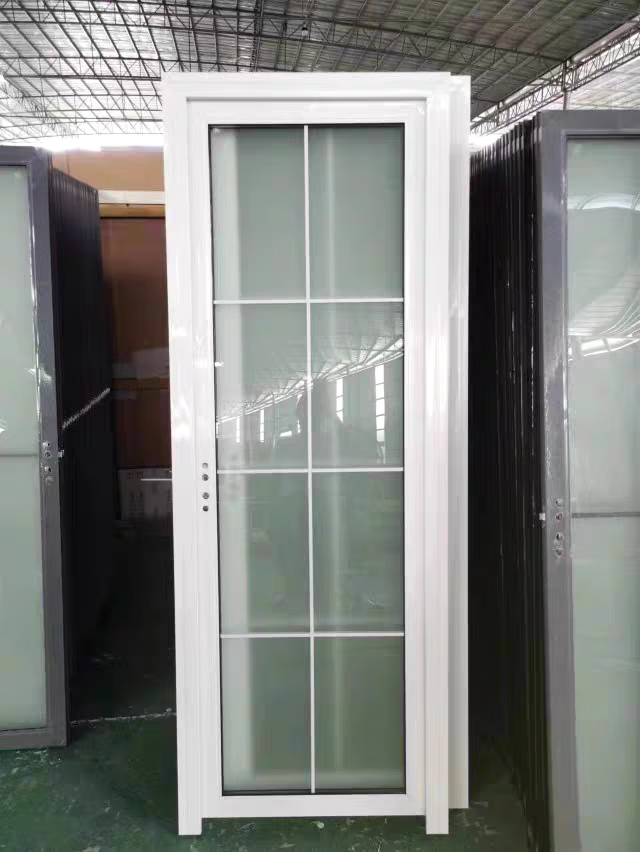 门卫生间家用厨房阳台玻璃简约出租房 09白色小丰字格690x2000左锁