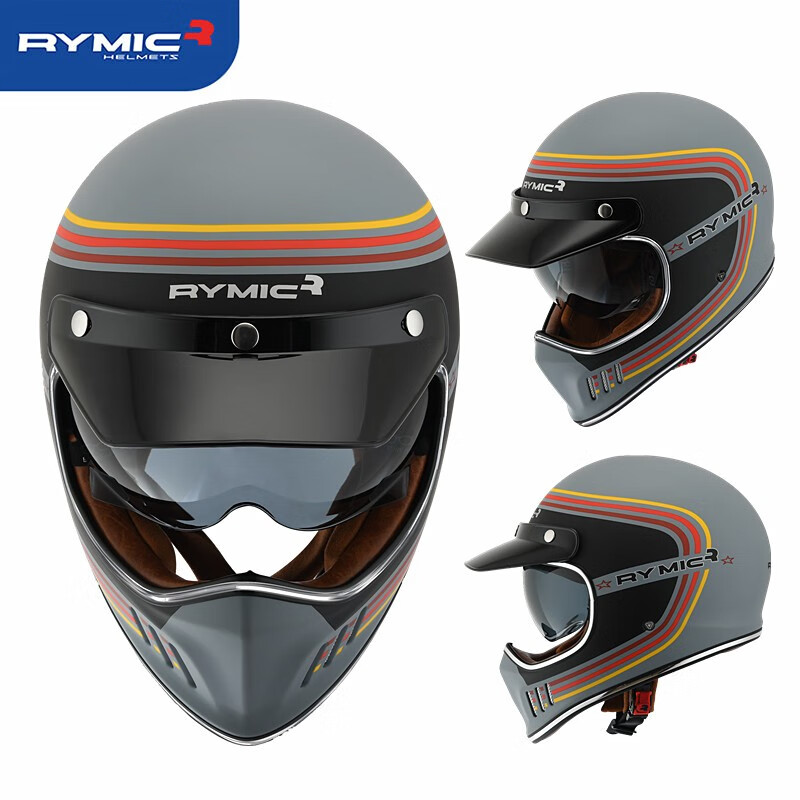 睿觅(rymic)睿觅复古全盔摩托车头盔男女机车四季巡航安全帽蓝牙槽3c