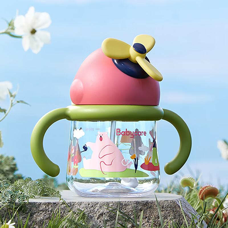 bbc宝宝学饮杯婴儿6个月以上吸管杯防 里瑟斯花园吸管杯tritan材质