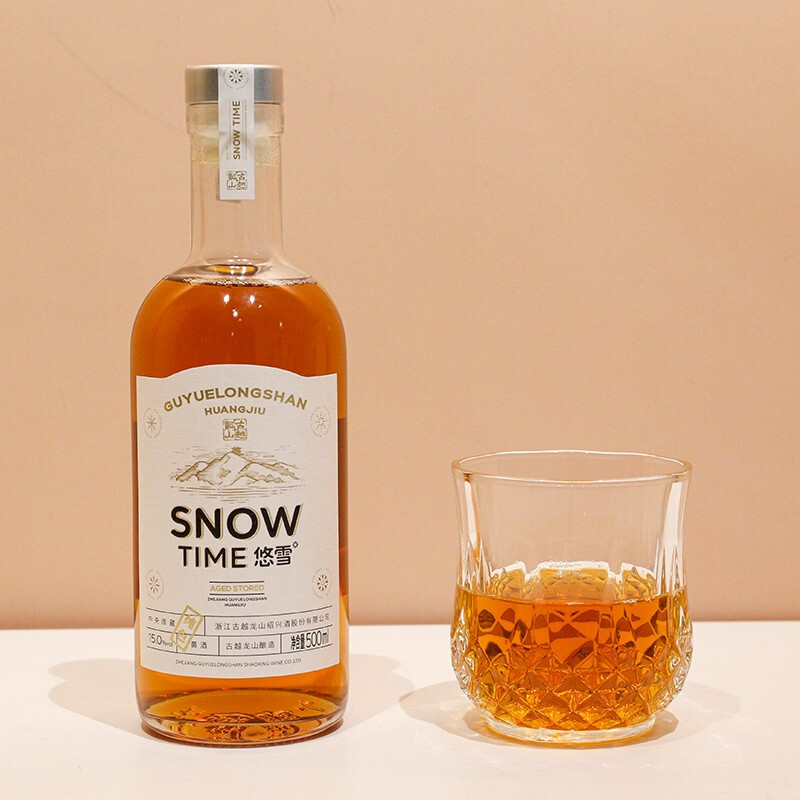 古越龙山浙江绍兴老酒本色花雕酒半干型悠雪无焦糖色原色黄酒整箱装 500mL 6瓶 整箱装