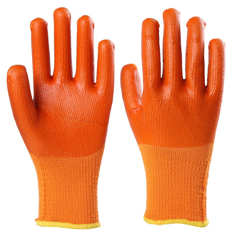 劳保手套保暖加绒加厚耐磨浸胶pvc牛筋满挂全挂全胶工作手套工地干活