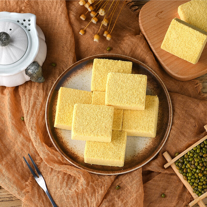 东北老式绿豆糕 北京传统糕点散装手工零食特产点心340g 原味