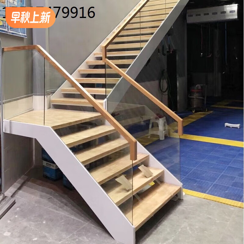 澳颜莱旋转楼梯室外武汉楼梯定制红橡钢木旋转实木铁艺扶手室外复式玻