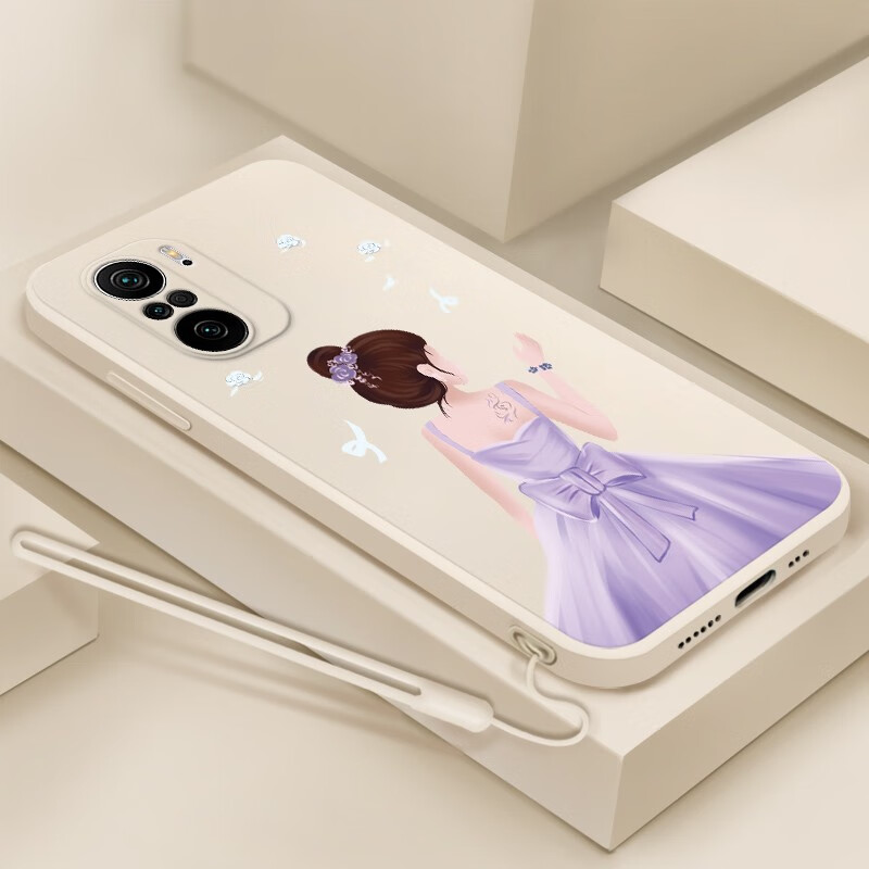倍思力 适用红米K40手机壳小米Redmi K40新款男女潮流网红保护套全包磨砂防摔软外壳 古董白-蓝色之恋 红米K40/k40pro通用