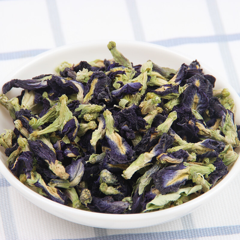 虎钢馋蓝蝴蝶花茶蝶豆花奶茶店食用泰国干蝶豆花50g