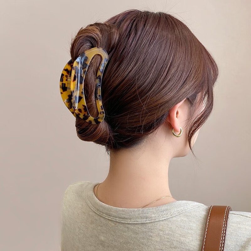 俏三岁醋酸抓夹发量多发夹后脑勺优雅气质法式复古盘发鲨鱼夹子发卡