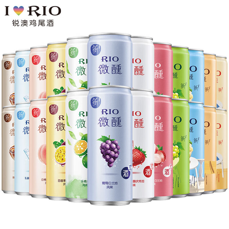锐澳(rio)鸡尾酒 3度低度果酒 预调酒洋酒微醺晚安酒气泡酒330ml*24罐