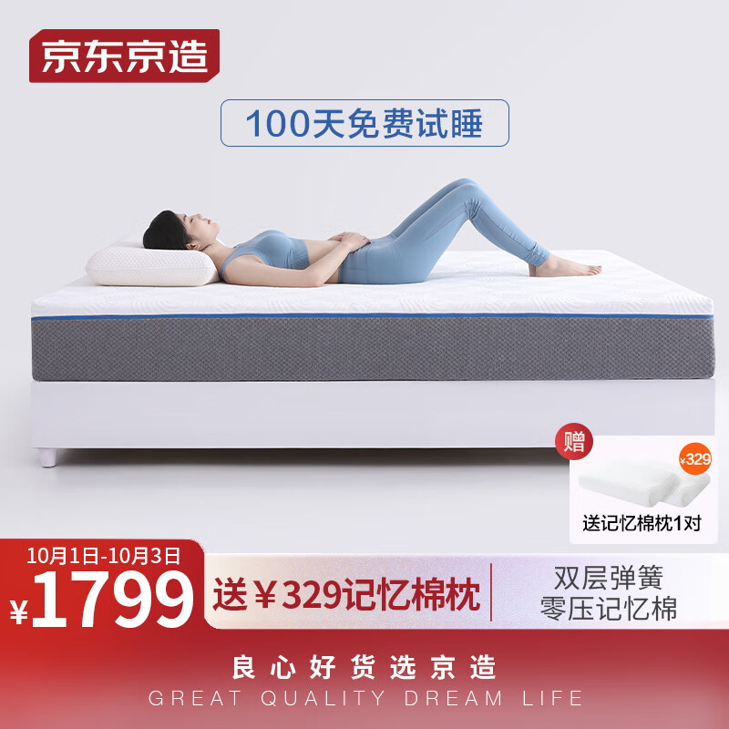 京东京造双层弹簧床垫1.8*2米 零压记忆棉软硬两用 席梦思床垫 老罗推荐使用感如何?