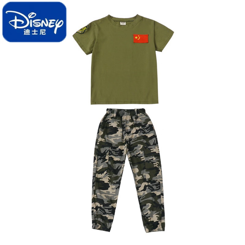 迪士尼儿童套装中大童迷彩服夏季军训幼儿园军i装男女童海军特种i兵