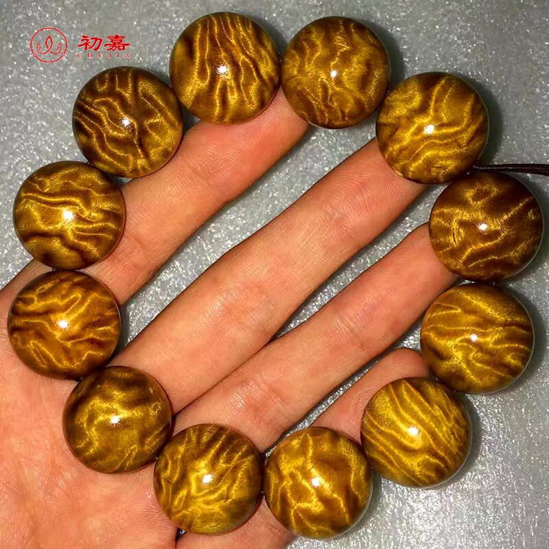 初嘉 四川金丝楠木满龙胆纹手串 2.0佛珠满金丝男女手链 【镇店级】闪电龙胆纹20mm12颗