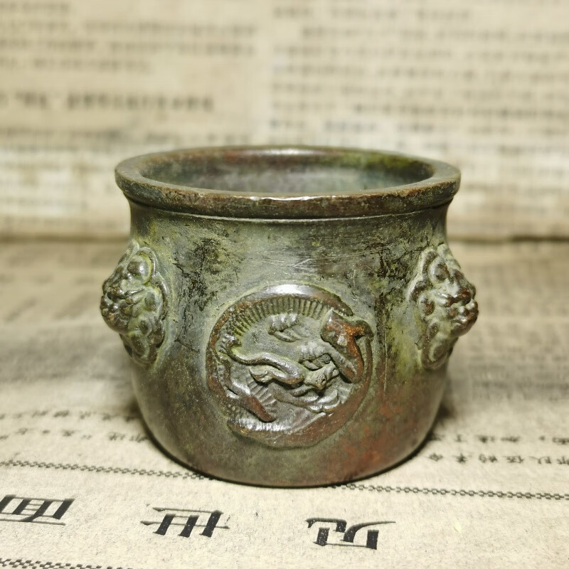 古玩真品老物件铜香炉批发古董旧货小宣德炉双耳炉仿古地摊乡下 多面