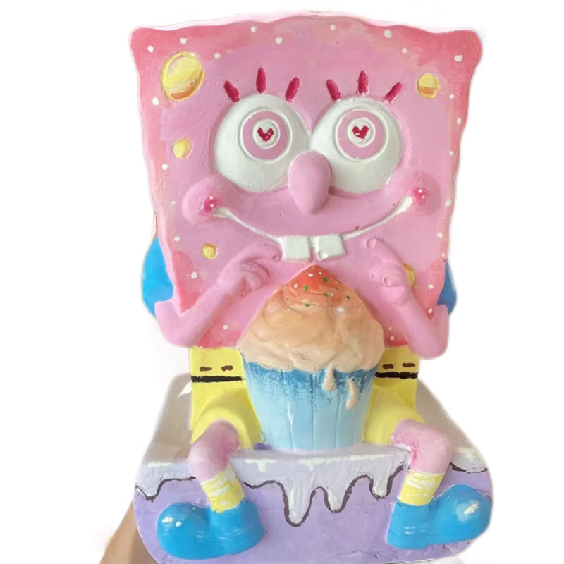 金归石膏娃娃儿童涂色娃娃白胚手工diy彩绘石膏像非搪胶材质 海绵宝宝