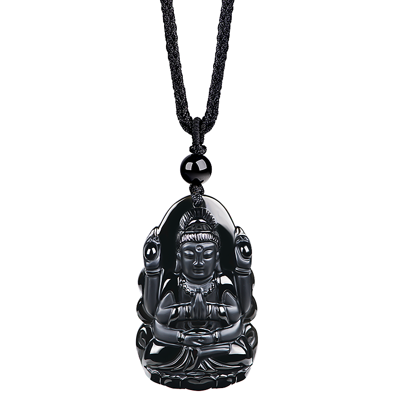石頭記（istone）黑曜石吊墜十二肖守護(hù)吊墜蛇年佛項(xiàng)鏈新中式生日禮物送女友 屬鼠-千手觀音334001051