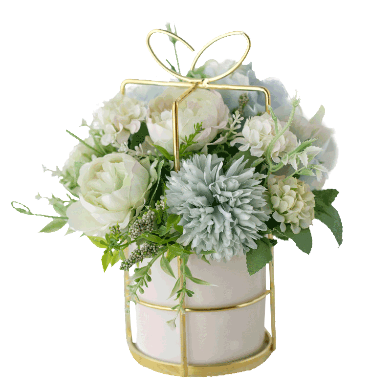 愛已裝糖假花擺件仿真花塑料花牡丹花仿真植物陶瓷花瓶客廳裝飾 綠色