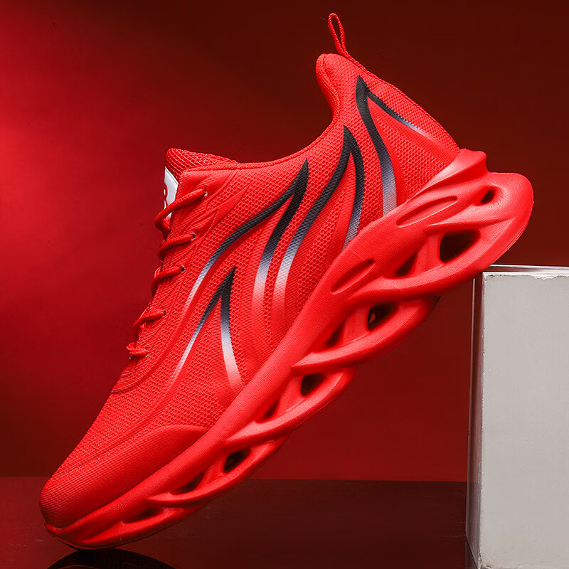 回力瑞本命年红色男鞋春季休闲跑步运动网鞋百搭龙年红色刀锋大码46潮