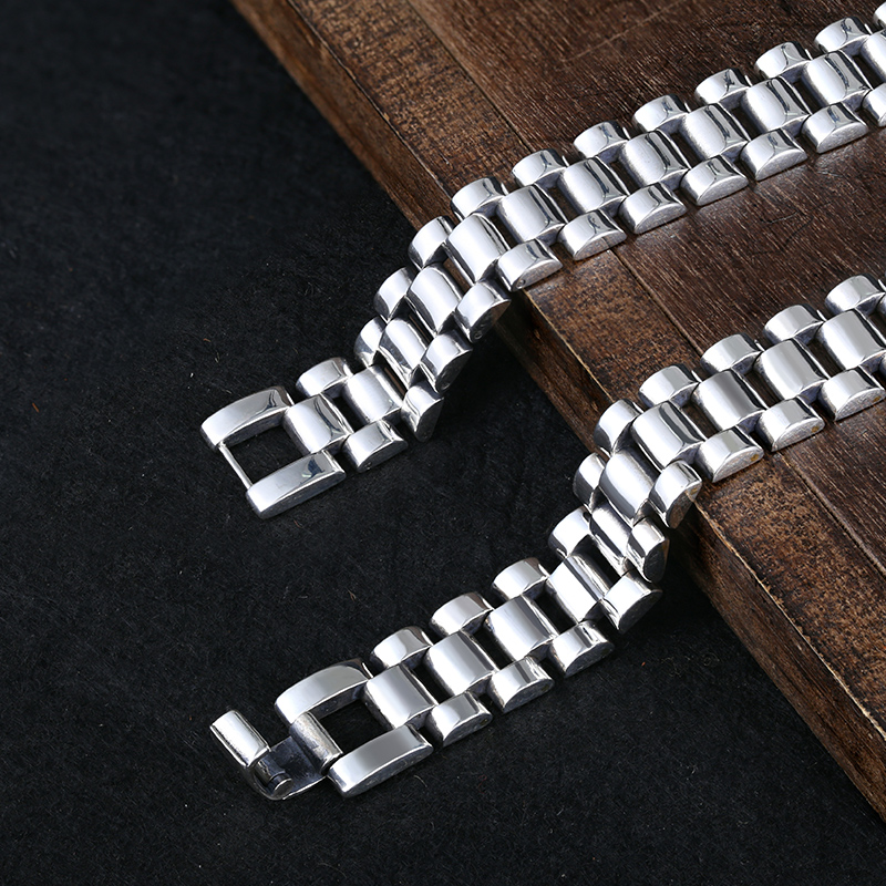 狮子头 品牌 银手表链男士手链时尚简约大气个性表链潮人男女高端送礼