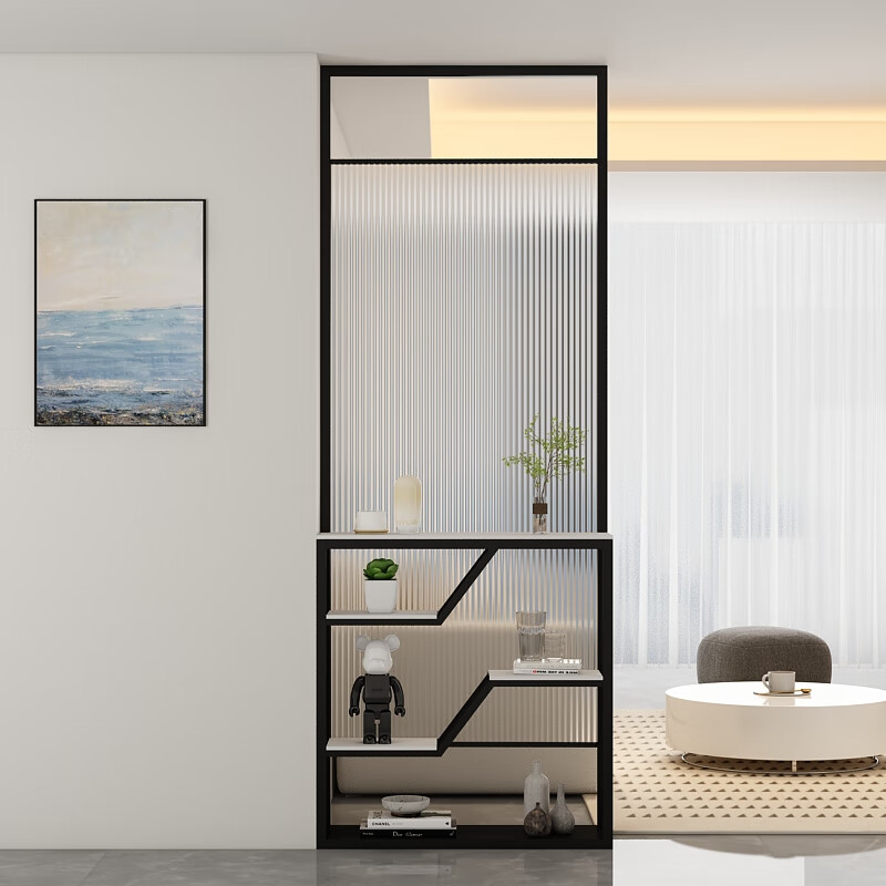 居威尼屏风隔断柜2024新款屏风柜入户双面长虹玻璃不锈钢卫生间半墙矮