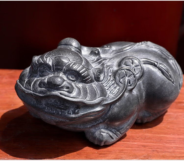 文宜天石雕貔貅一对神兽石头皮丘茶宠摆件办公室客厅装饰青石貔貅神兽