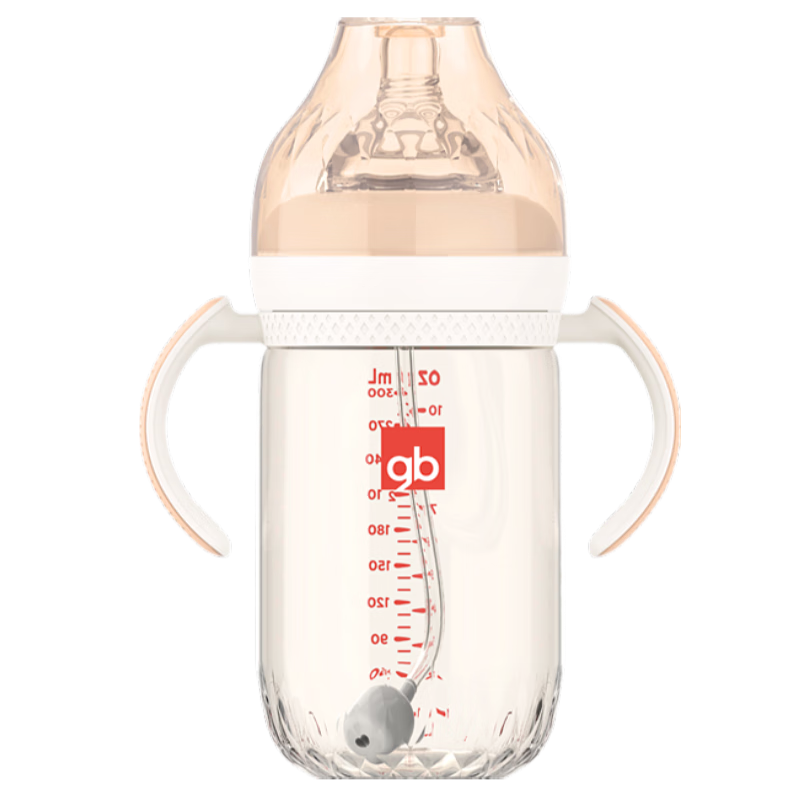好孩子(gb)吸管奶瓶 大寶寶一歲以上3-6歲PPSU耐摔寬口徑大容量帶手柄直飲杯 【奶嘴+鴨嘴+吸嘴】藕粉 6月+ PPSU 240ml(小奶量適用)
