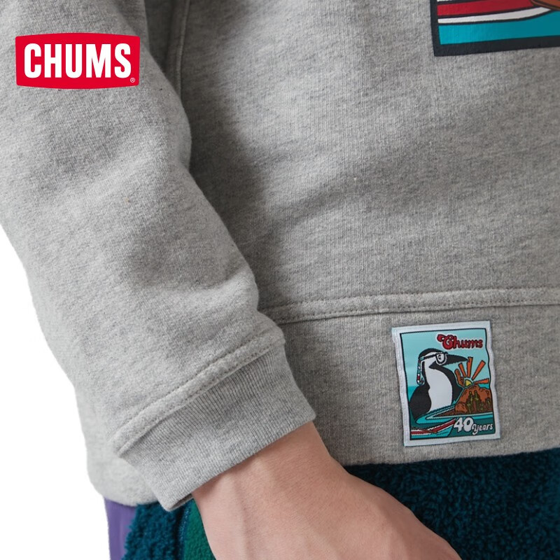 CHUMS洽洽鸟40周年户外秋冬加厚保暖时尚运动休闲卫衣帽衫CH00-1410 灰色G005 M