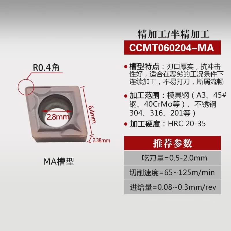 省之优数控刀片ccmt060204/09t304/09t308不锈钢专用刀头菱形内孔车刀