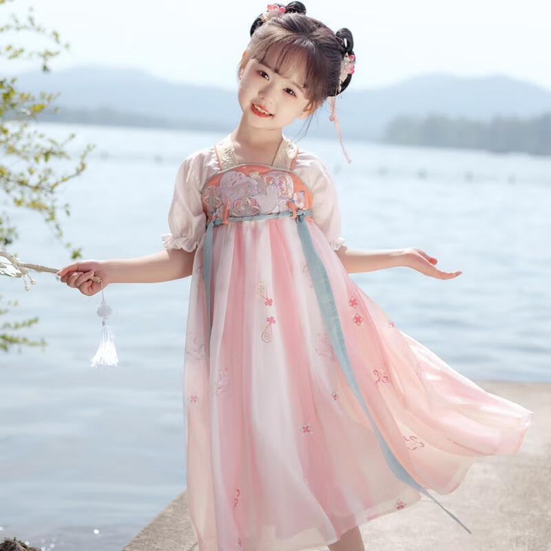 招晴瑜小孩子穿的古代衣服汉服女童唐装襦裙小学生夏季中国风古风裙子