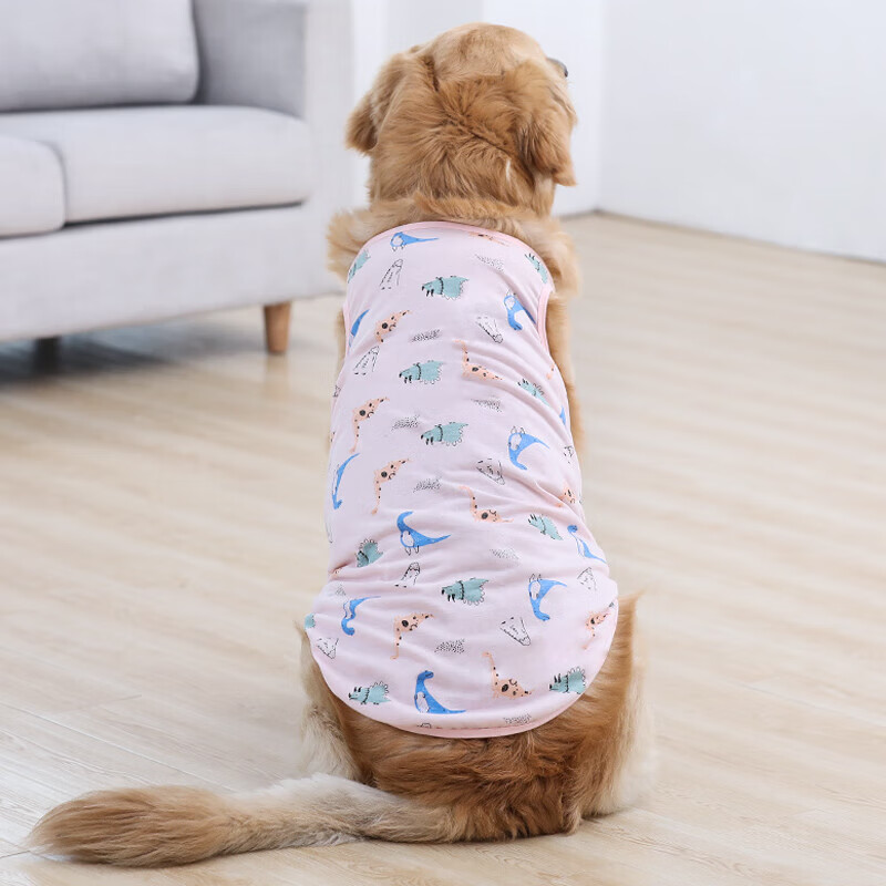 犬防晒衣宠物的夏天背心 大狗印花背心 粉色 3xl:胸围73cm【26-40斤】