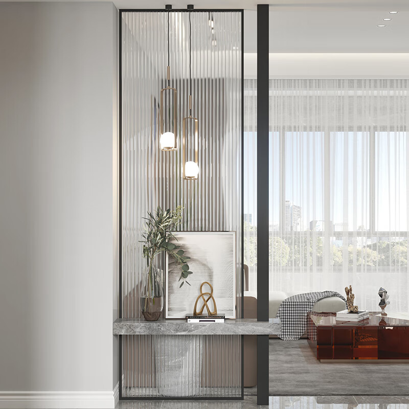 笛芳轻奢长虹玻璃隔断玄关柜现代简约入户门客厅卫生间遮挡不锈钢屏风