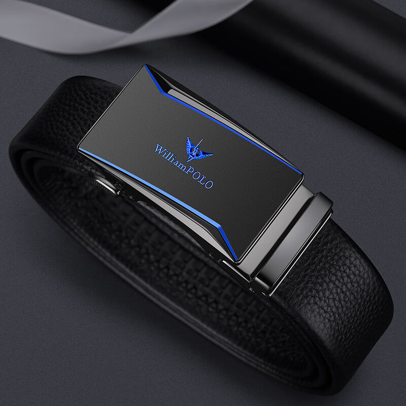 williampolo保罗皮带男士真皮自动扣头层纯牛皮腰带品牌百搭年轻人