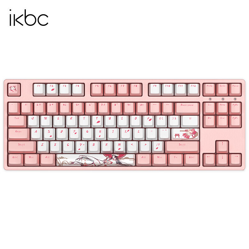 ikbc白无垢樱花粉色机械键盘电脑外设笔记本办公有线cherry樱桃轴无线