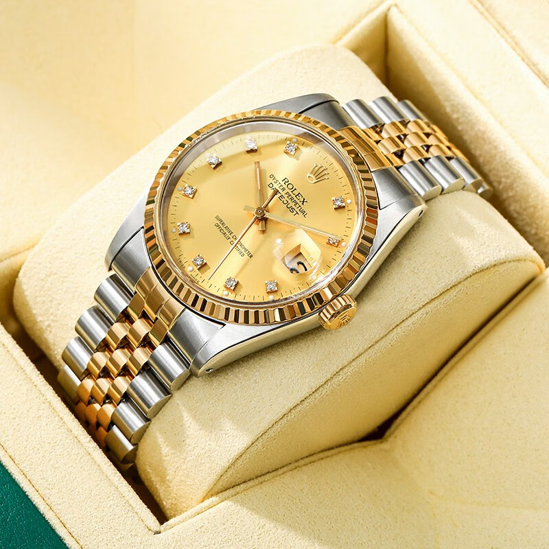 劳力士（ROLEX）【二手99新】劳力士男表日志型【狂飙同款】后镶钻自动机械后配盘女表劳力士男表16233 【36mm香槟盘小钻】