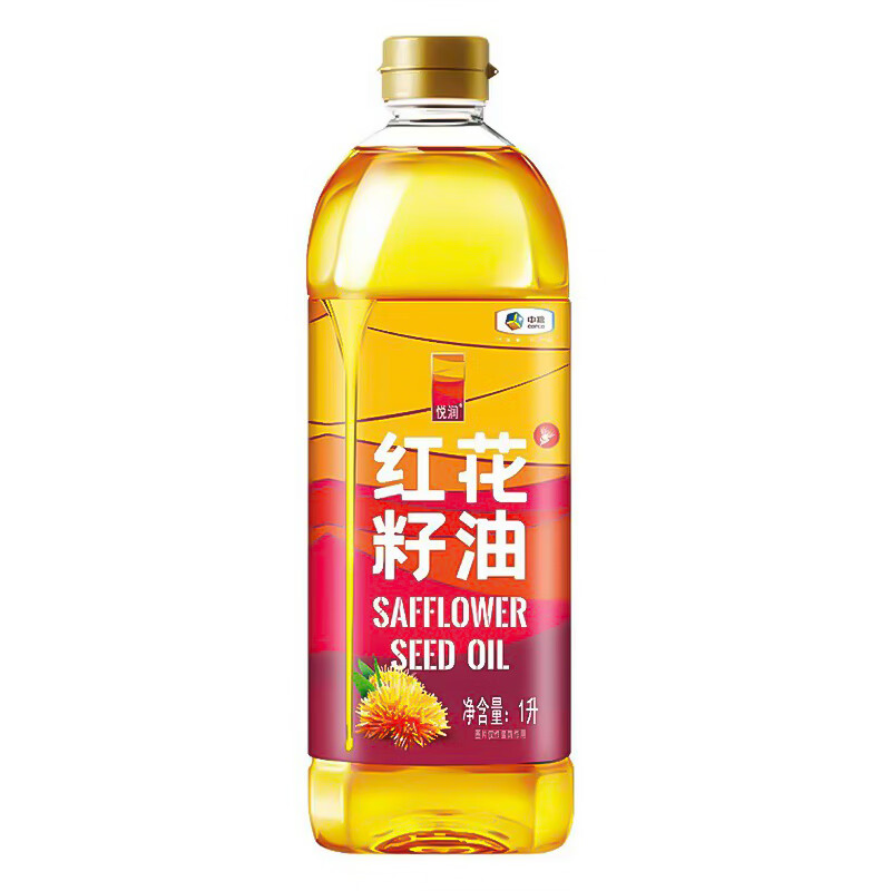 悦润 中粮红花籽油1L瓶装 物理压榨一级食用油新疆红花籽植物油