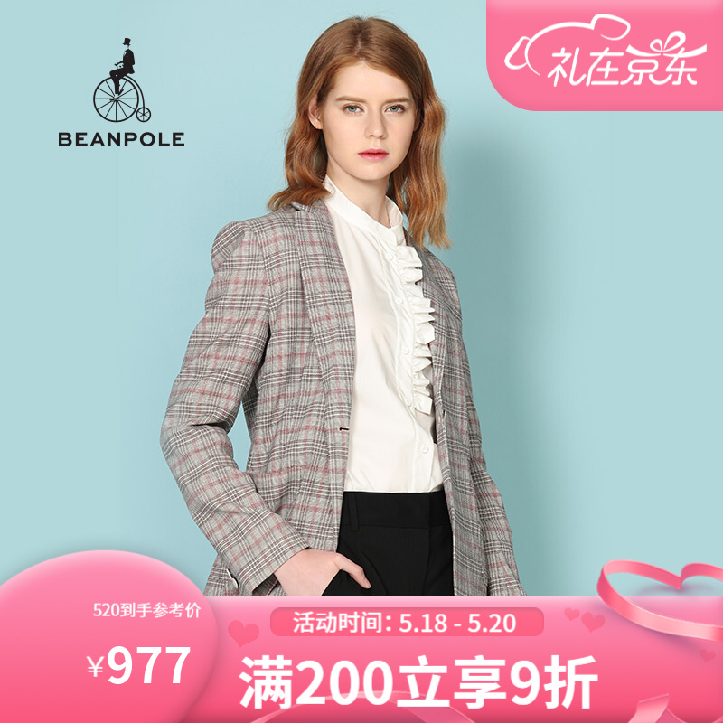 【商场同款】BEANPOLE滨波 初秋女士格纹休闲单西西装外套 BF9211Z02 灰色 165/88A