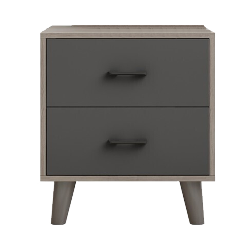 逸恋 床头柜收纳柜北欧简约床边柜实木脚简易收纳柜双抽储物柜卧室三四五斗柜 灰橡双抽床头柜