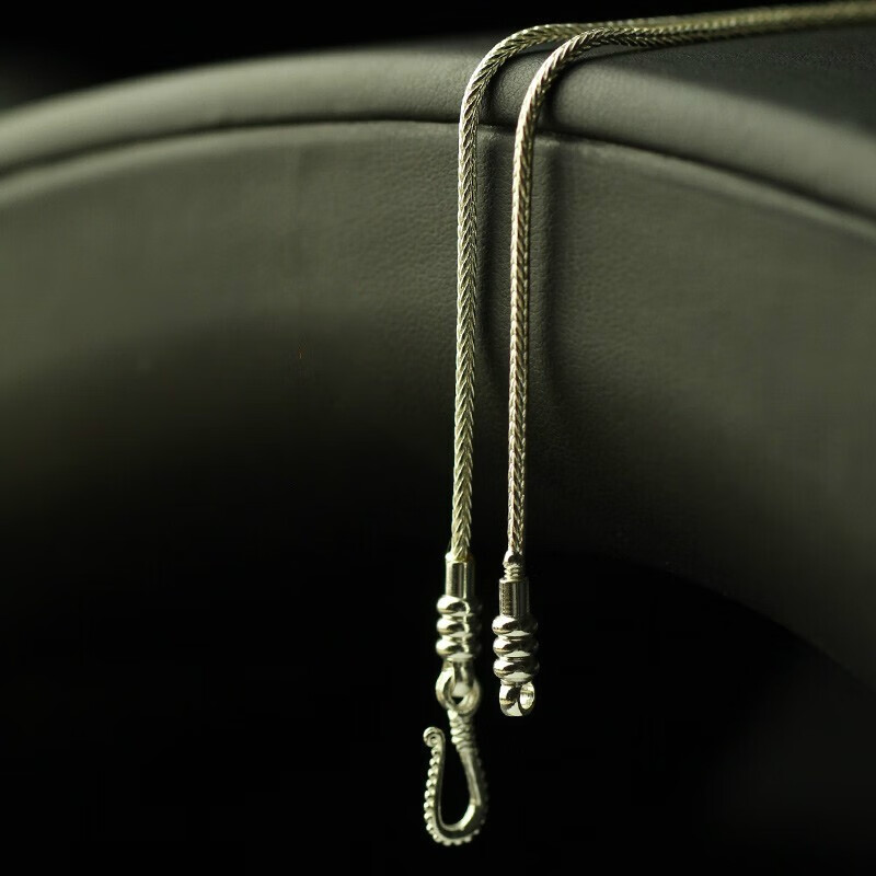 念夏项链大能同款 天珠挂绳简约女生复古银穿珠链子 蛇骨链银链 图片