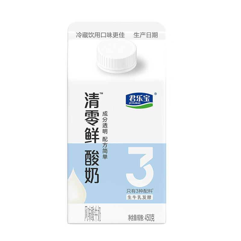 君乐宝 清零鲜酸奶风味发酵乳(原味)450g