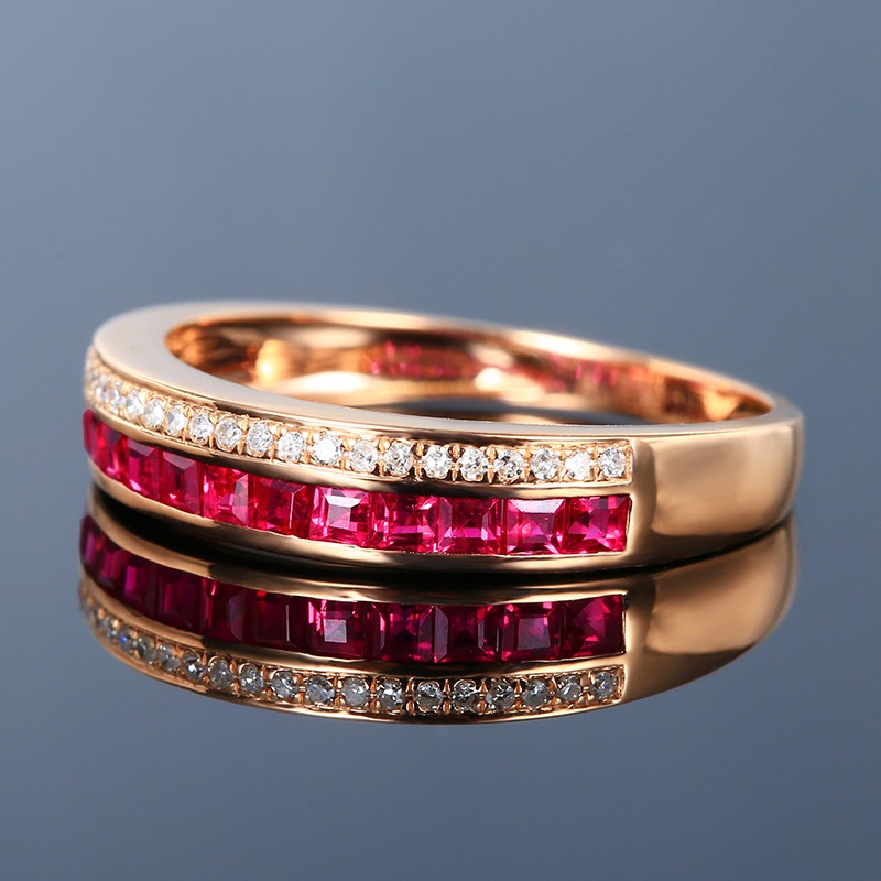 73克拉 红宝石戒指女 18 k 金 镶嵌钻石 简约拼 图片色
