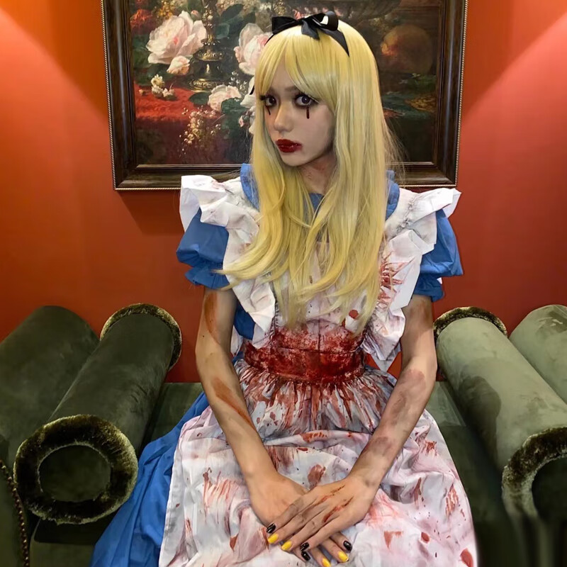 爱丽丝 万圣节 爱丽丝梦幻仙境 女i仆装 cos服 lolita 短袖丧尸爱丽丝