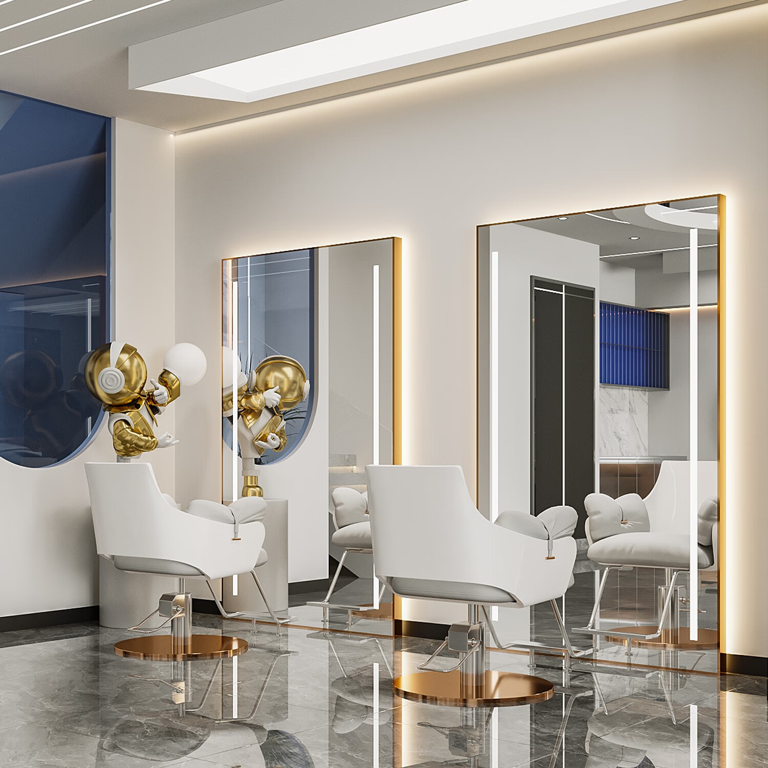 圣实 (高档品牌)潮款网红理发店镜台美发店镜子发廊专用led灯单双面