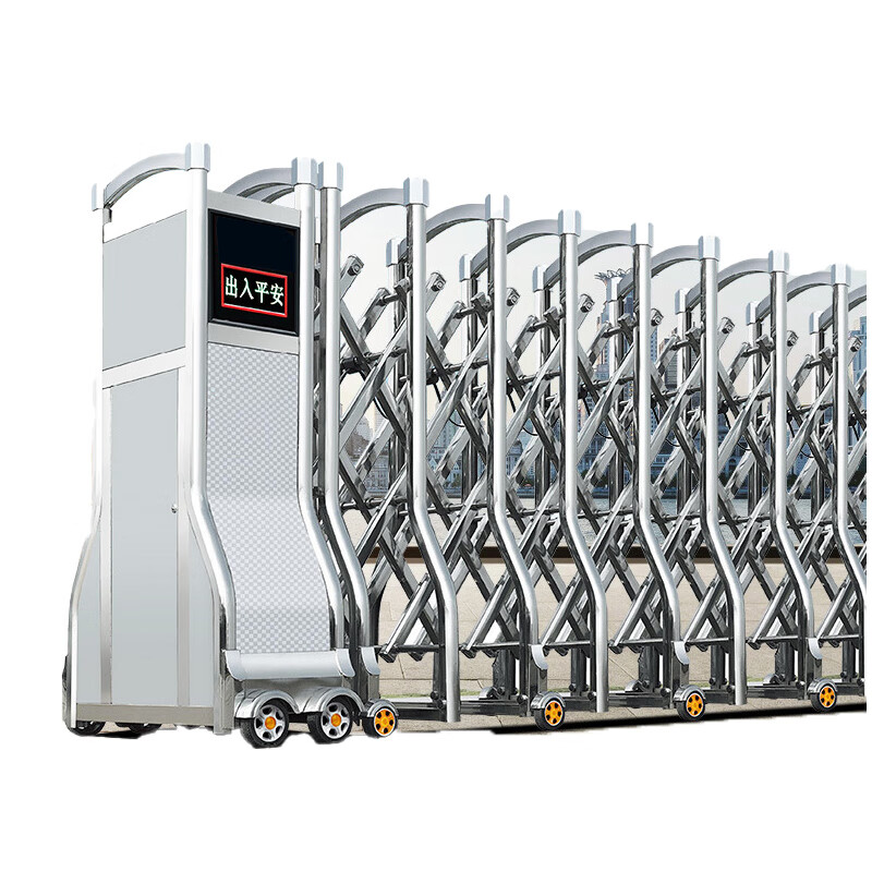 宽选工品 不锈钢电动伸缩门 厂房折叠遥控大门 学校小区自动推拉门