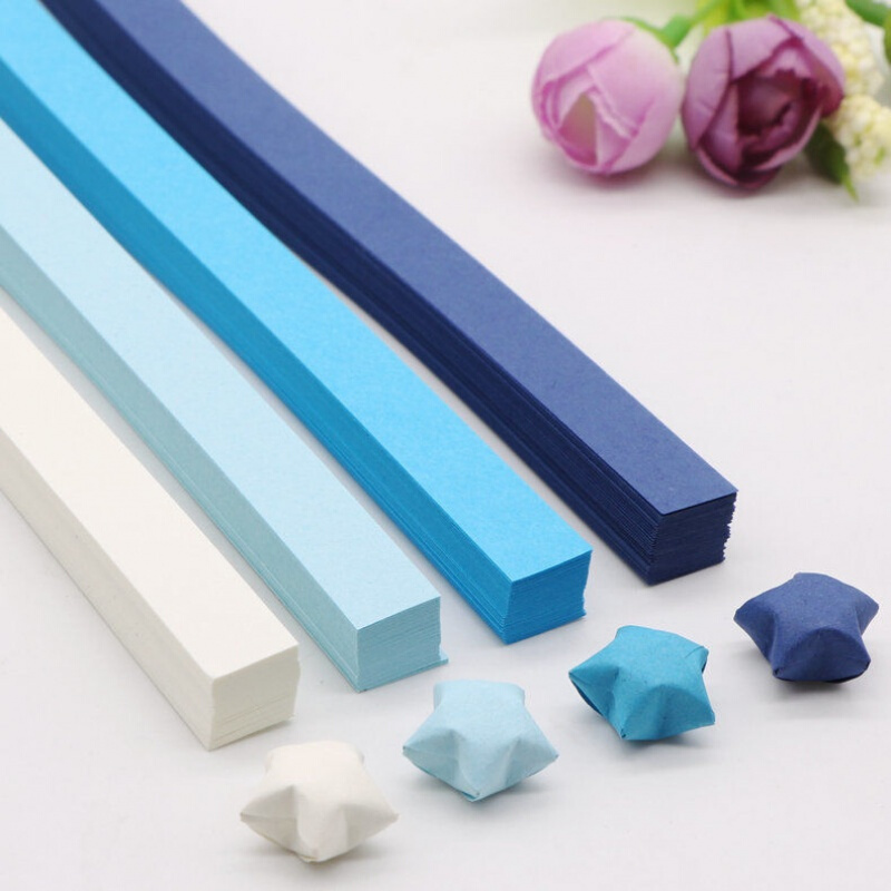 星星纸折五角星彩纸渐变系列纯色叠幸运星diy手工纸 览日鸟 蓝色渐变