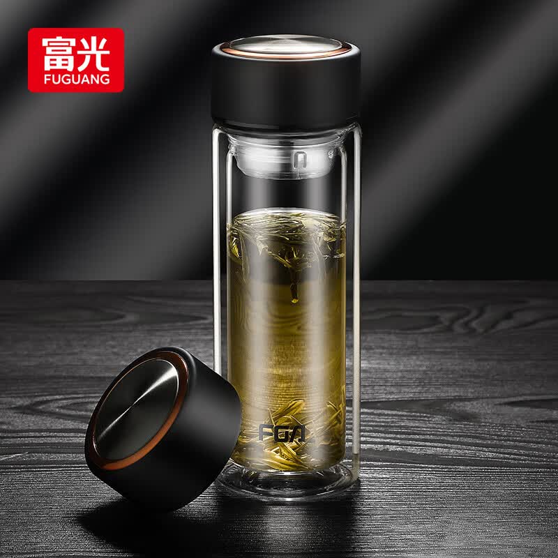 富光男女士双层玻璃杯 支持团购经典简约304茶隔水杯子便携创意泡茶杯使用感如何?